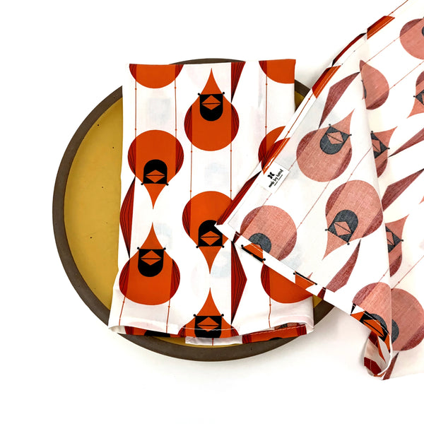 Organic Napkins - Set of 4 Charley Harper Cardinal Stagger