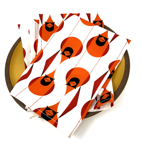 Organic Napkins - Set of 4 Charley Harper Cardinal Stagger