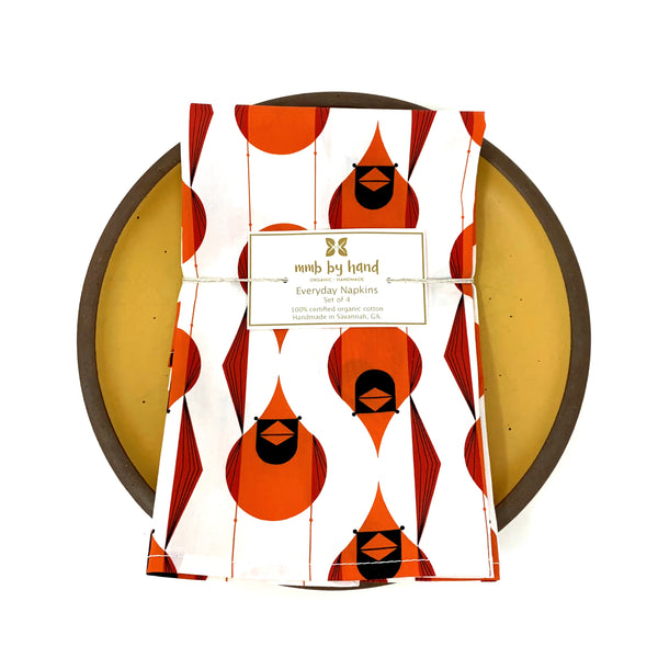 Organic Napkins - Set of 4 Charley Harper Cardinal Stagger