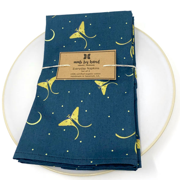 Organic Napkins - Set of 4 Charley Harper Luna Moth Flight