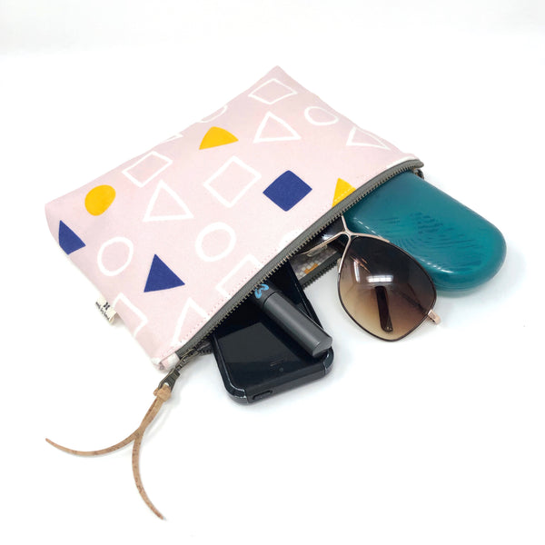 Slim Zip Pouch Pink Geometry - 3 Sizes