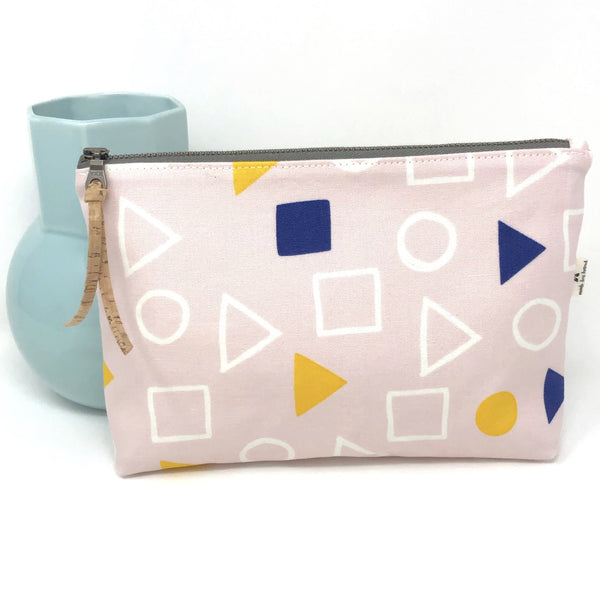 Slim Zip Pouch Pink Geometry - 3 Sizes