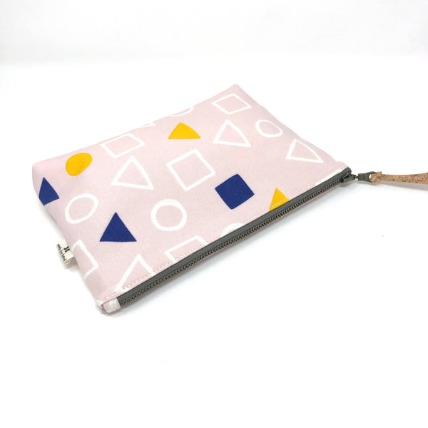 Slim Zip Pouch Pink Geometry - 3 Sizes