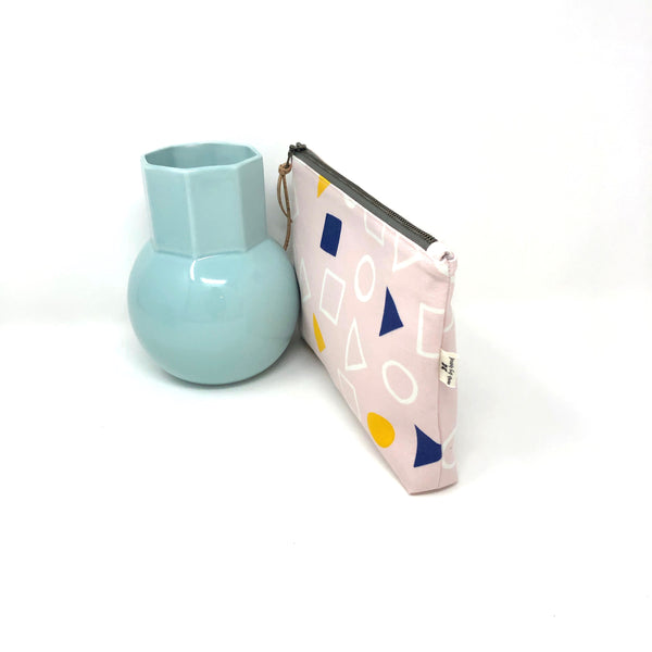Slim Zip Pouch Pink Geometry - 3 Sizes