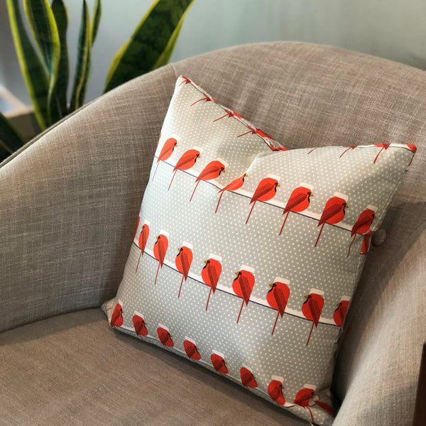 Throw Pillow Cover Charley Harper Cool Cardinals