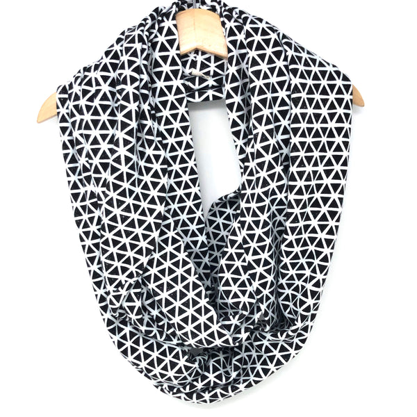 Infinity Scarf Black Triangles Knit