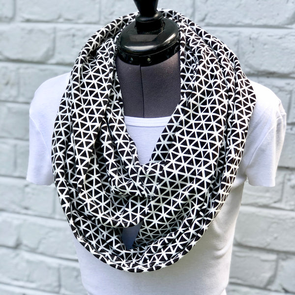 Infinity Scarf Black Triangles Knit