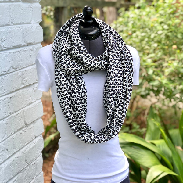 Infinity Scarf Black Triangles Knit