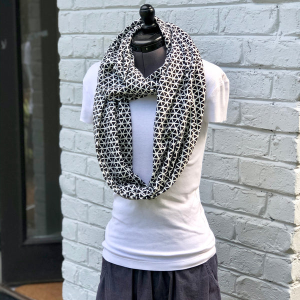 Infinity Scarf Black Triangles Knit