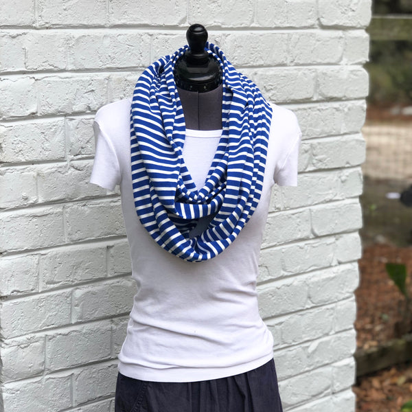 Infinity Scarf Blue Stripes Knit