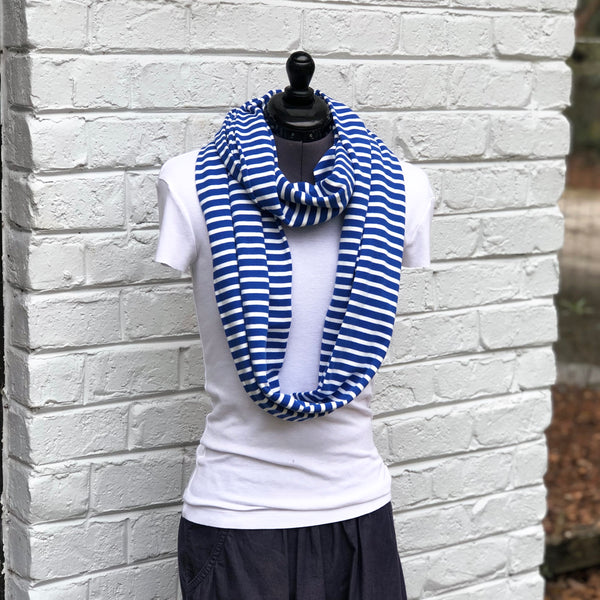 Infinity Scarf Blue Stripes Knit
