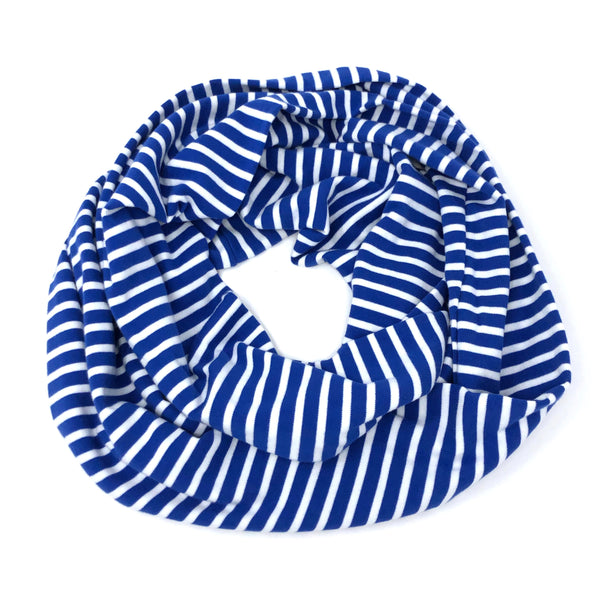 Infinity Scarf Blue Stripes Knit