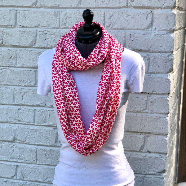 Infinity Scarf Pink Triangles Knit