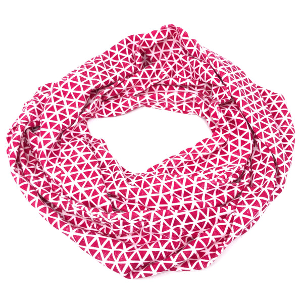Infinity Scarf Pink Triangles Knit