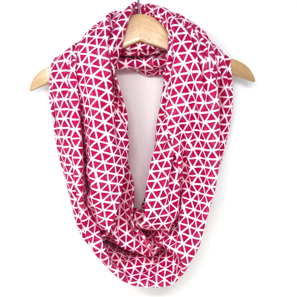 Infinity Scarf Pink Triangles Knit