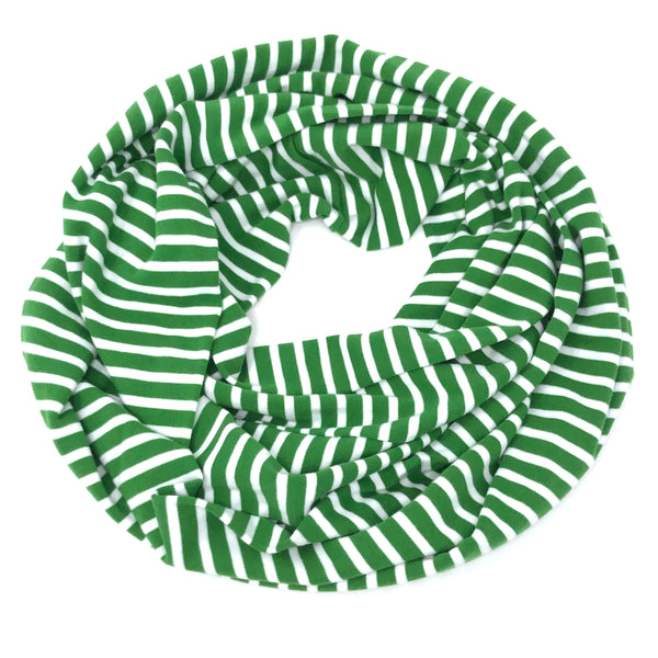 Infinity Scarf Green Stripes Knit