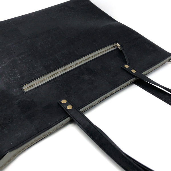 Bucket Tote Sustainable Black Cork  - Customize Your Lining!