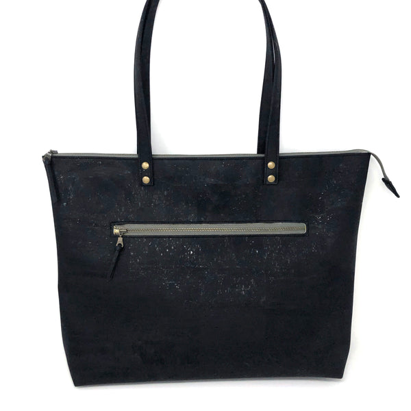 Bucket Tote Sustainable Black Cork  - Customize Your Lining!