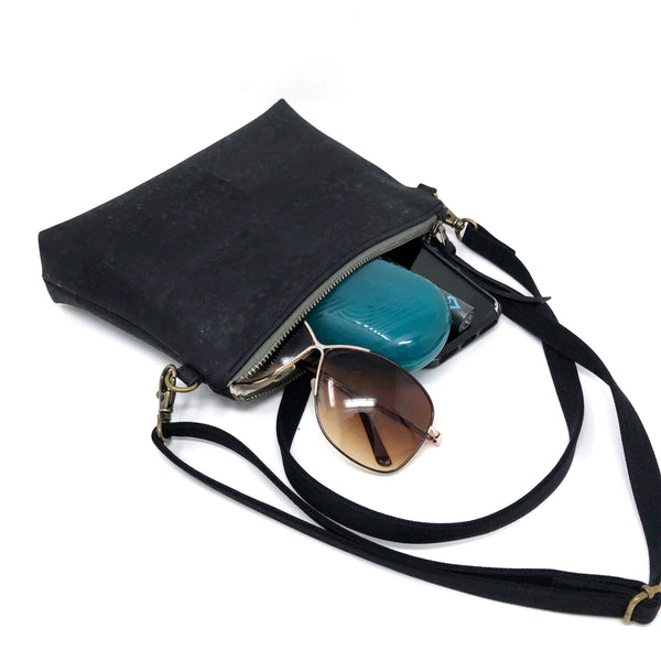 Sustainable Black Cork Mini Crossbody