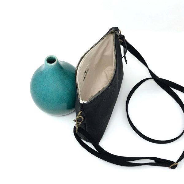 Sustainable Black Cork Mini Crossbody