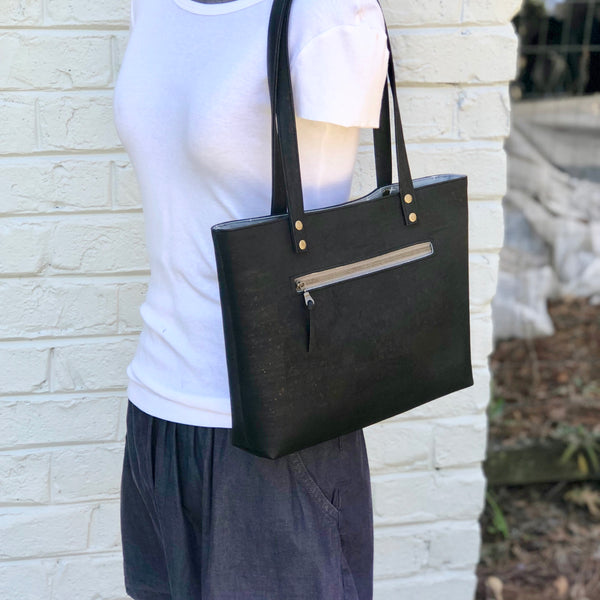 Bucket Handbag Sustainable Black Cork - Customize Your Lining!