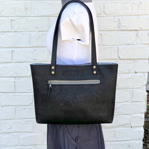 Bucket Handbag Sustainable Black Cork - Customize Your Lining!