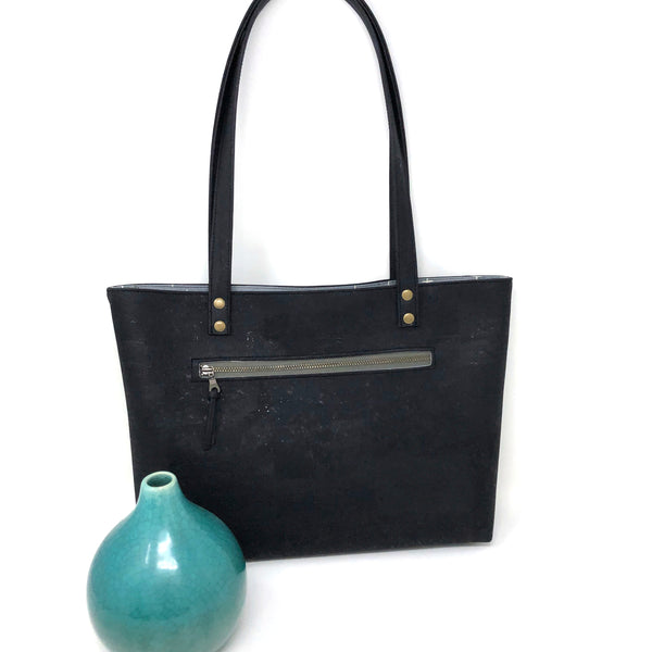 Bucket Handbag Sustainable Black Cork - Customize Your Lining!