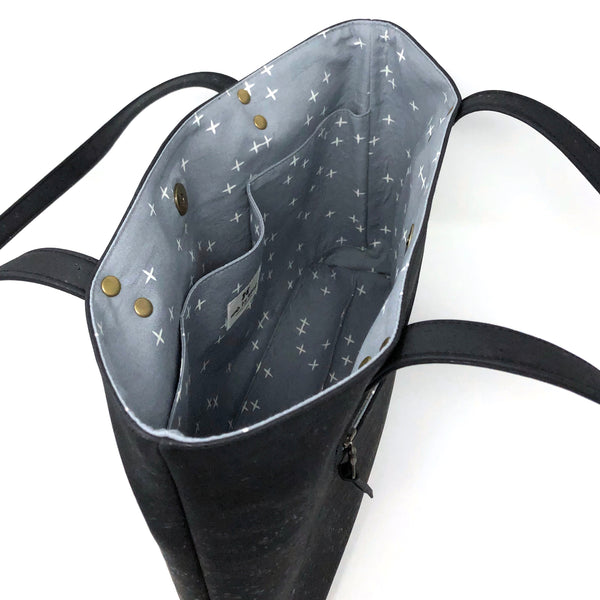Bucket Handbag Sustainable Black Cork - Customize Your Lining!