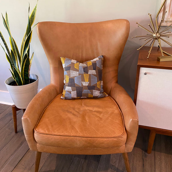 Throw Pillow Cover Barkcloth Shaded, Brown