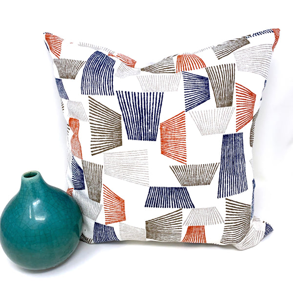 Throw Pillow Cover Barkcloth Shaded, White