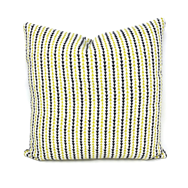 Throw Pillow Cover Barkcloth Black & Citron Arrows