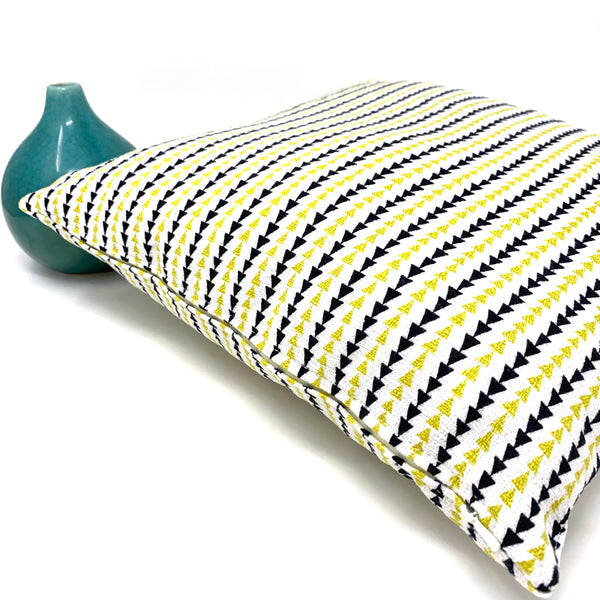 Throw Pillow Cover Barkcloth Black & Citron Arrows