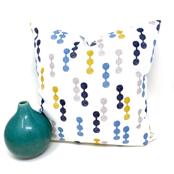 Throw Pillow Cover Barkcloth Dot to Dot, White