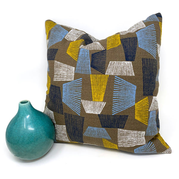 Throw Pillow Cover Barkcloth Shaded, Brown