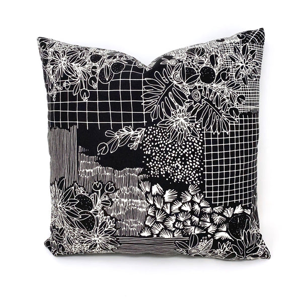 Throw Pillow Cover Black Overgrowth