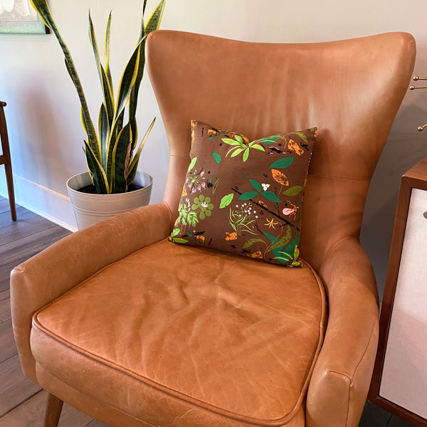 Throw Pillow Cover Charley Harper Barkcloth Spring Wildflowers