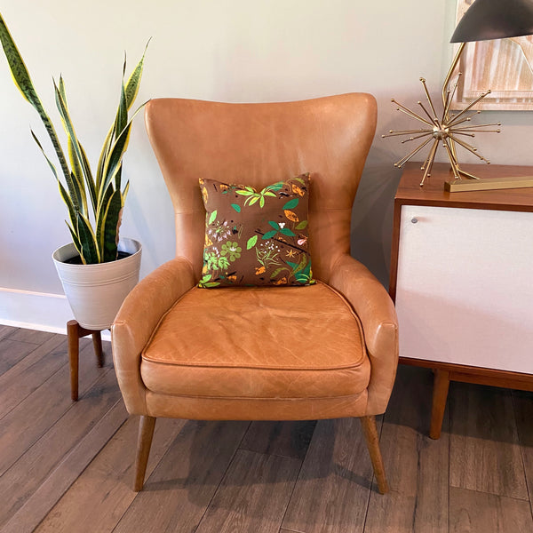 Throw Pillow Cover Charley Harper Barkcloth Spring Wildflowers