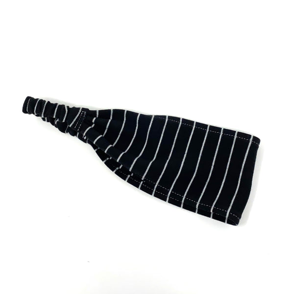 Organic Headband Black and White Stripes