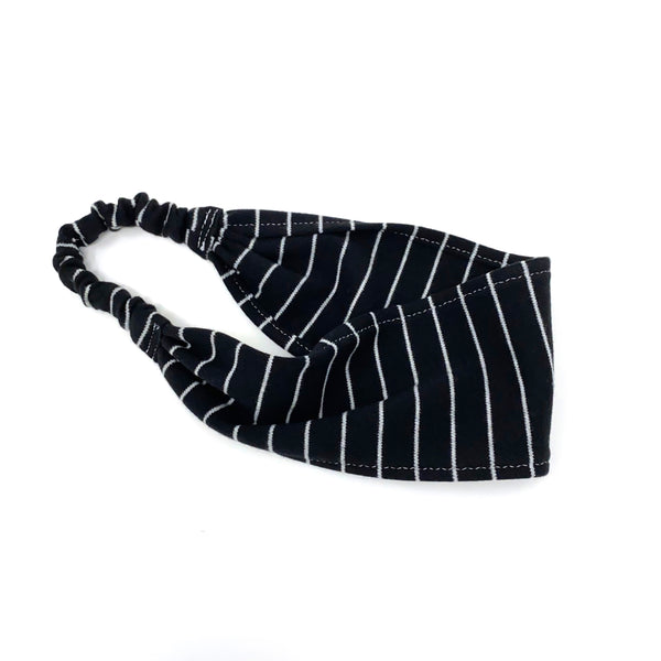 Organic Headband Black and White Stripes