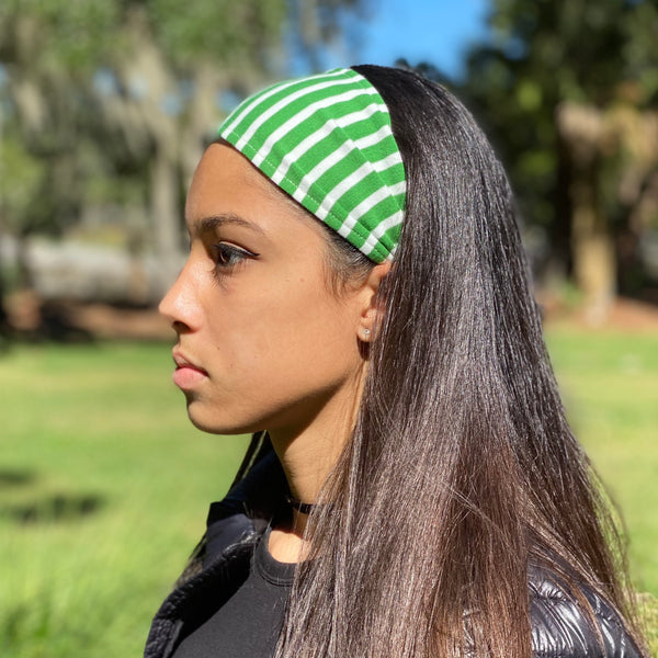 Organic Headband Black and Gray Stripes