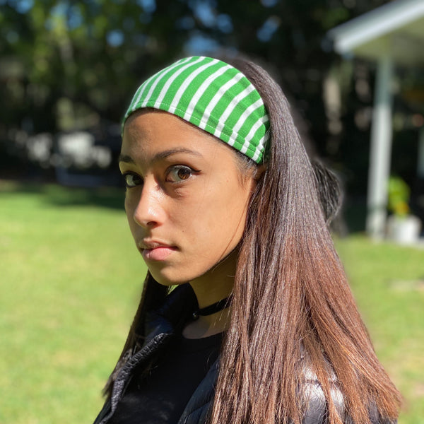 Organic Headband Black and White Stripes