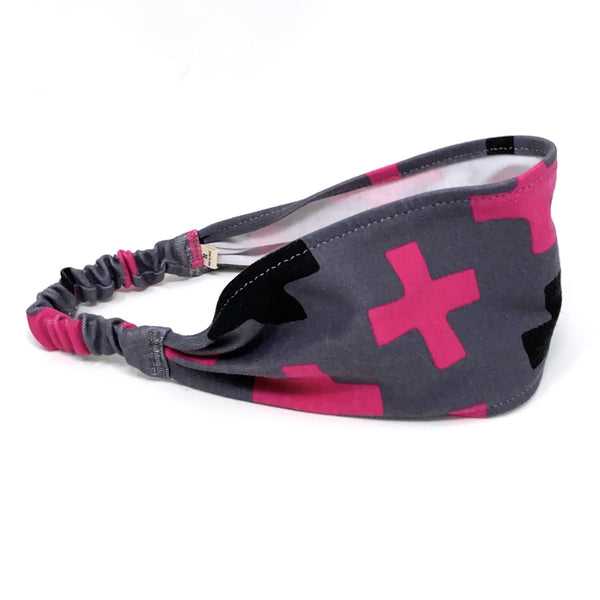 Organic Headband Gray Crosses