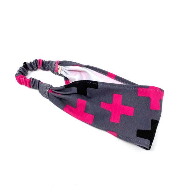 Organic Headband Gray Crosses