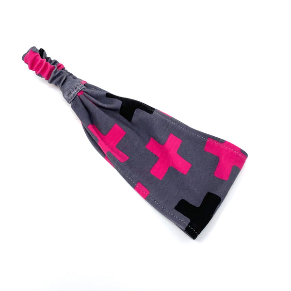 Organic Headband Gray Crosses