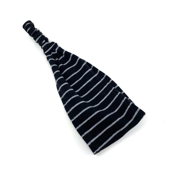Organic Headband Black and Gray Stripes