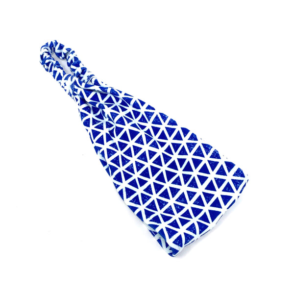 Organic Headband Blue Triangles