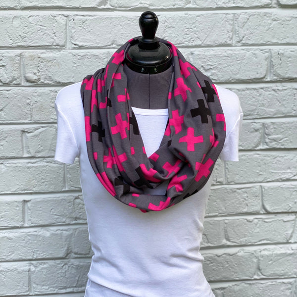 Infinity Scarf Gray Cross