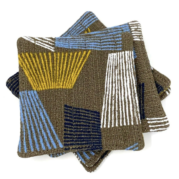 Coasters Set of 4, Barkcloth Shaded Brown