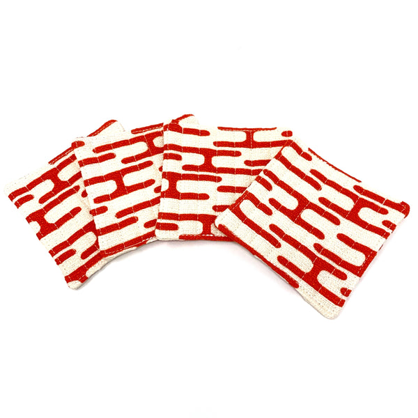 Coasters Set of 4, Barkcloth Get Lost Orange