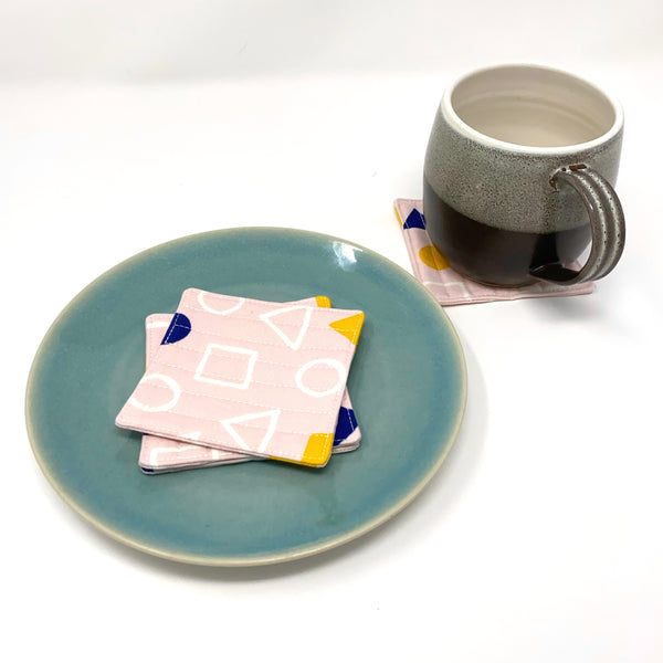 Coasters Set of 4 Pink Geometry